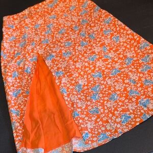 Anthropologie Orange Blue Midi A-Line Skirt Resort Wear